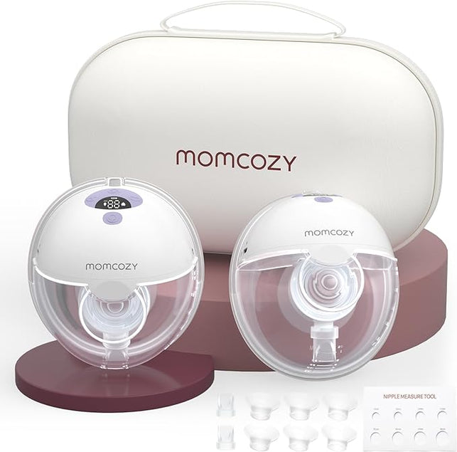 Momcozy M5 Hands Free Breast Pump, Double Wearable Breast Pump of Baby Mouth Double-Sealed Flange with 3 Modes & 9 Levels, Electric Breast Pump Portable - 24mm (2 Count)