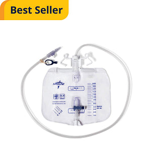 Urinary Drain Bag with Anti-Reflux Tower and Metal-Free Slide-Tap Drainage Port, 2,000 mL