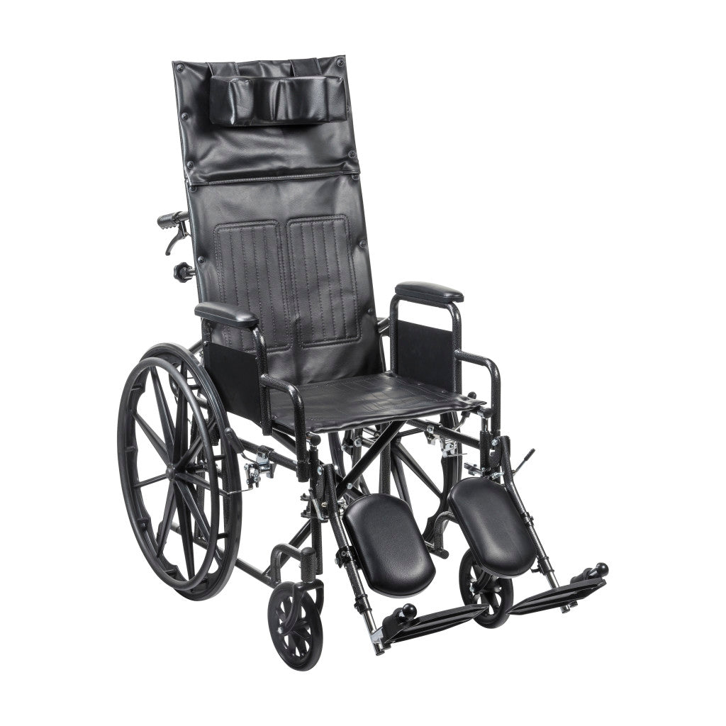 Drive Medical Silver Sport Recliner wheelchair with Vinyl Upholstery