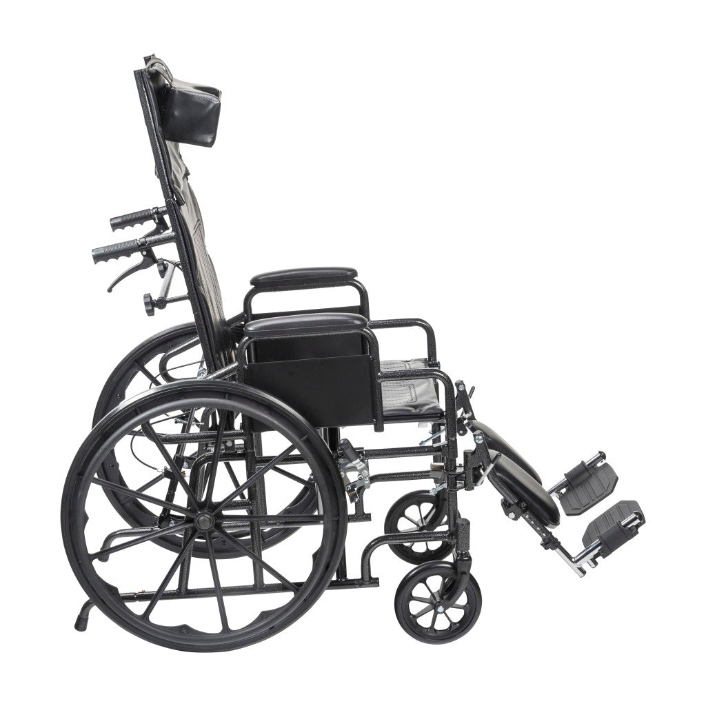 Drive Medical Silver Sport Recliner wheelchair with Vinyl Upholstery