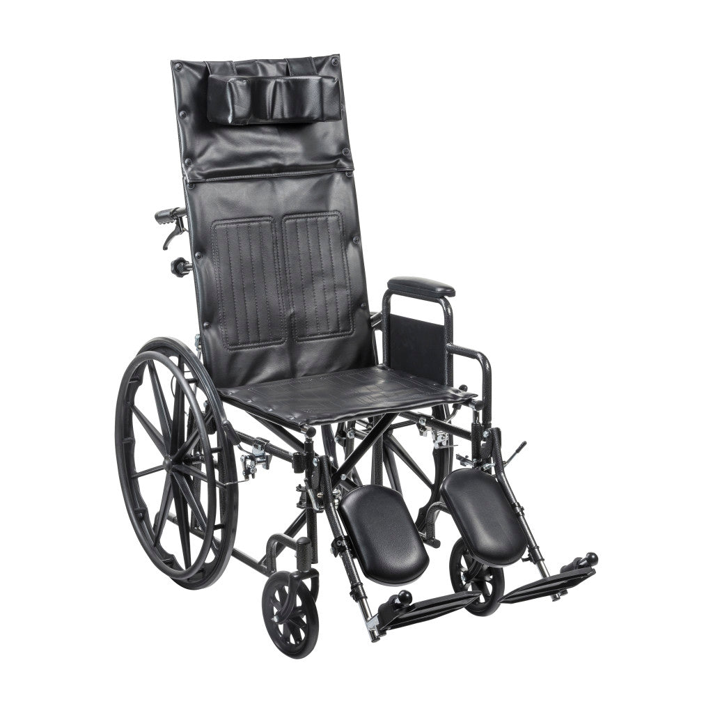 Drive Medical Silver Sport Recliner wheelchair with Vinyl Upholstery