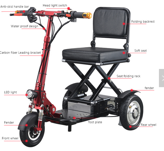 Lightweight Mobility Scooter For Adults Long Range Mobility Scooter For Seniors Adults Cushioned Seat Rent