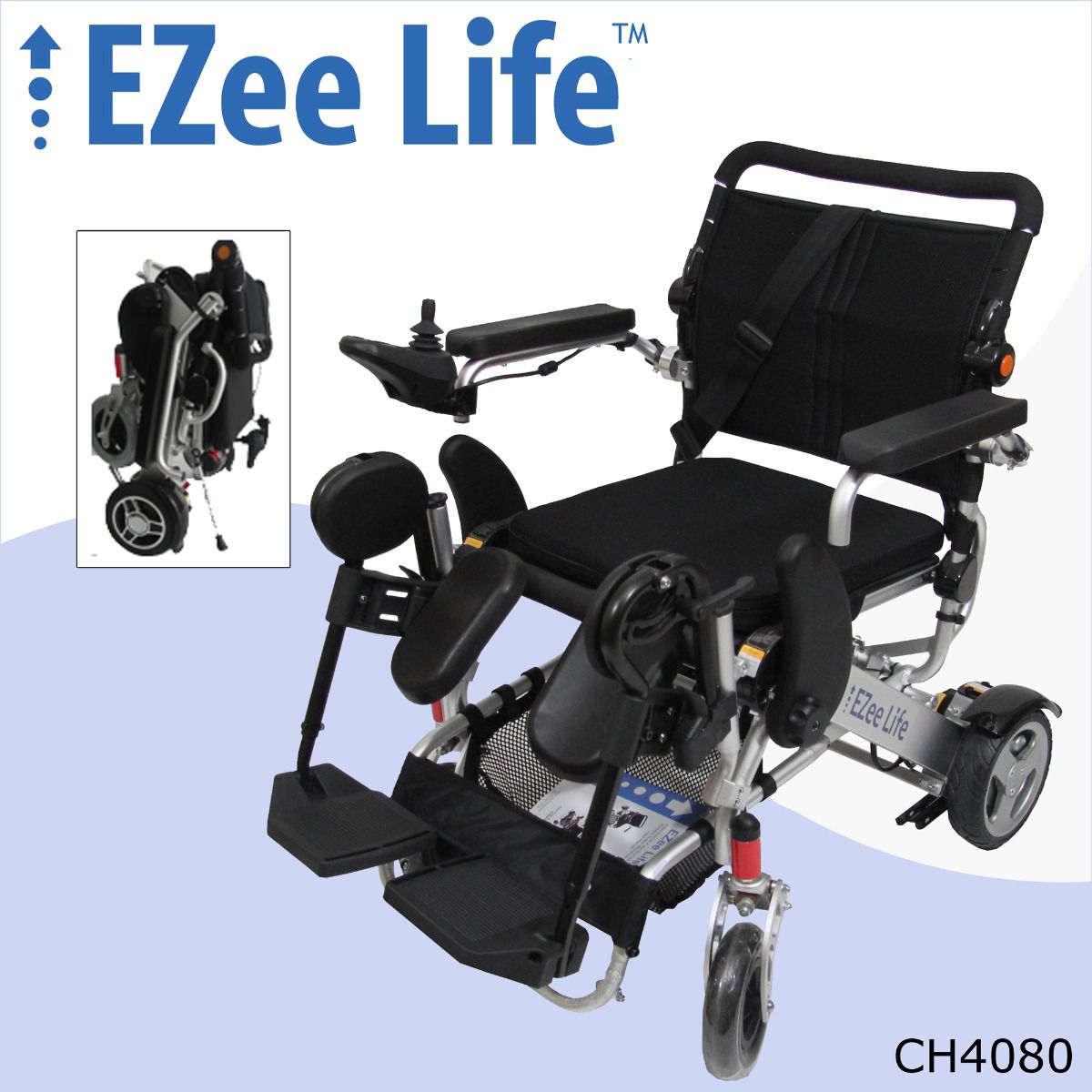 3G DLX Folding Electric Wheelchair w/ 8" Rear Wheels - CH4080