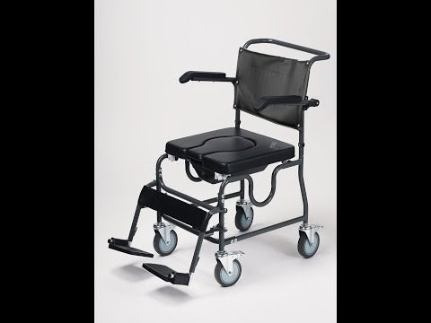 4 Way Padded Steel Commode Chair with Wheels