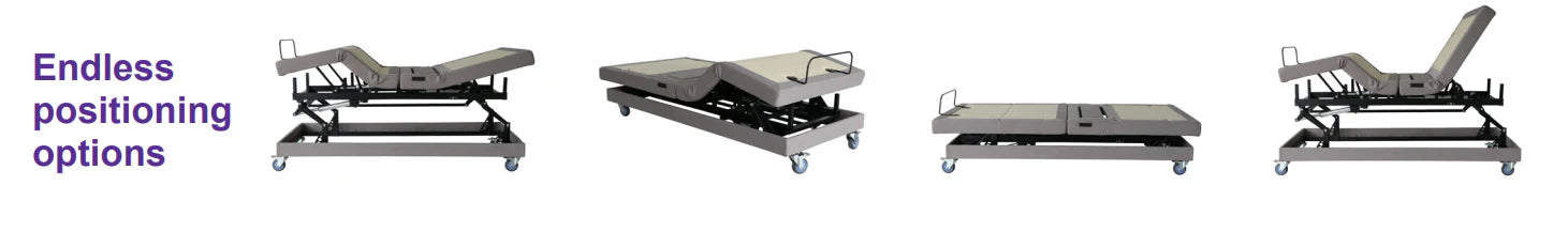 RESTEN HI-LO BED - TWIN XL w/ UPGRADED CASTORS, 39” x 80”; 410 LB WT CAP