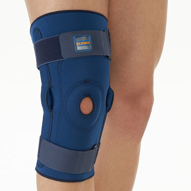 Knee Brace Support With Side Hinges Stability For Protection Against Tissue Adjustable Compression Support With Bi-Directional Straps For Pain Relief slight Injuries, Proprioception Of The Knee, Traumas & Contusions