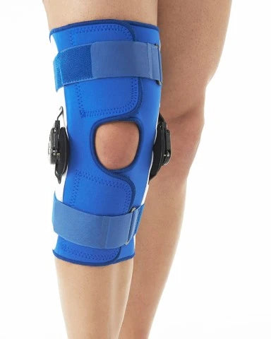 Short Medical Knee Brace With Side Hinges And Dial Pin Lock For Stability Adjustable Compression Knee Support Post Operation & Surgeries