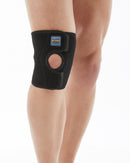 Short Medical Knee Brace With Side Hinges For Soft Tissue Support Post Operation & Surgeries Neoprene Knee Sleeve - Black