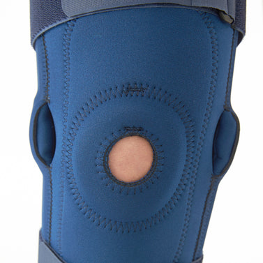 Knee Brace Support With Side Hinges Stability For Protection Against Tissue Adjustable Compression Support With Bi-Directional Straps For Pain Relief slight Injuries, Proprioception Of The Knee, Traumas & Contusions