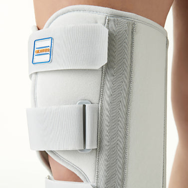 Leg Support Brace For Fracture, Post Surgery Short Length Velcro Strap Support To Knee & Leg - White