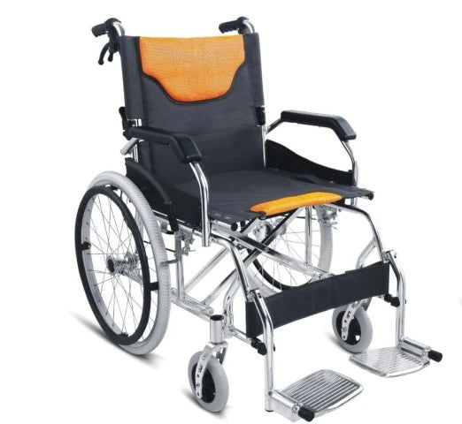 Lightweight Manual Wheelchair With Foldable Frame Self Supporting Transport Wheelchair Mobility Aid Suitable For Handicapped & Disabled User Propelled