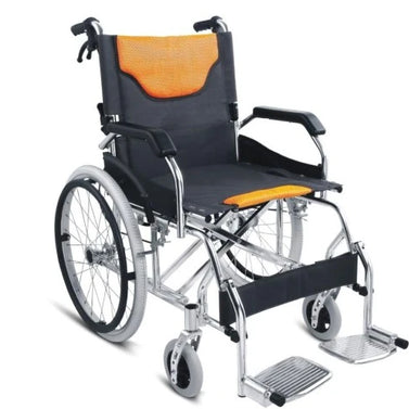 Lightweight Manual Wheelchair With Foldable Frame Self Supporting Transport Wheelchair Mobility Aid Suitable For Handicapped & Disabled User Propelled