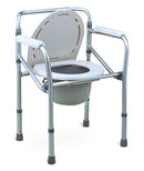 Aluminium Portable Commode Chair For Seniors Cushioned Seat Toilet Seat With Bucket Mobility Aid