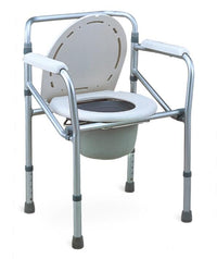 Aluminium Portable Commode Chair For Seniors Cushioned Seat Toilet Seat With Bucket Mobility Aid