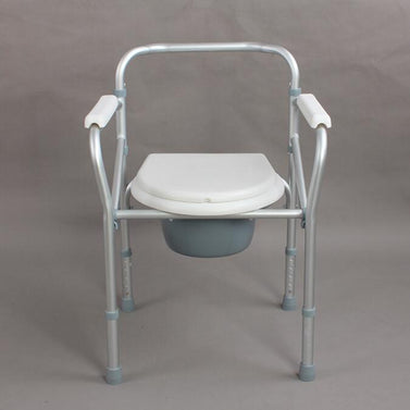 Aluminium Portable Commode Chair For Seniors Cushioned Seat Toilet Seat With Bucket Mobility Aid