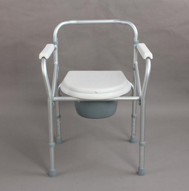 Aluminium Portable Commode Chair For Seniors Cushioned Seat Toilet Seat With Bucket Mobility Aid