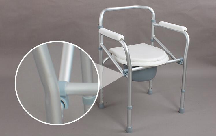 Aluminium Portable Commode Chair For Seniors Cushioned Seat Toilet Seat With Bucket Mobility Aid