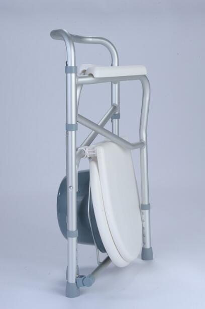 Aluminium Portable Commode Chair For Seniors Cushioned Seat Toilet Seat With Bucket Mobility Aid