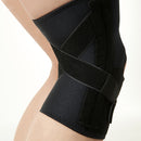 Medical Knee Brace Support With Cross Strap For Sports & Injury Support Adjustable Compression Support With Bi-directional Strap For Soft Tissue Protection - Black